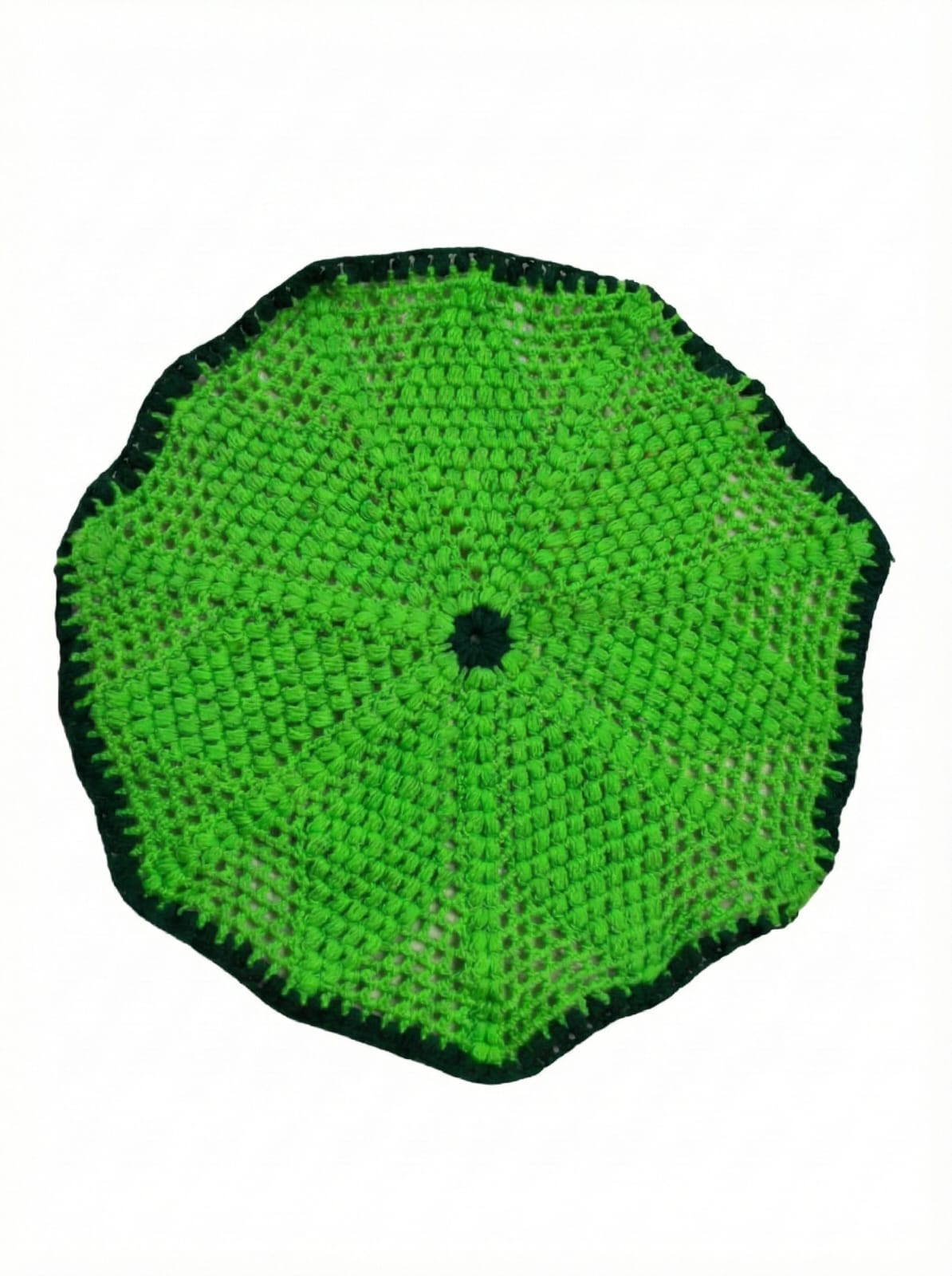 Green Solid Crochet Thalposh with Dark Border