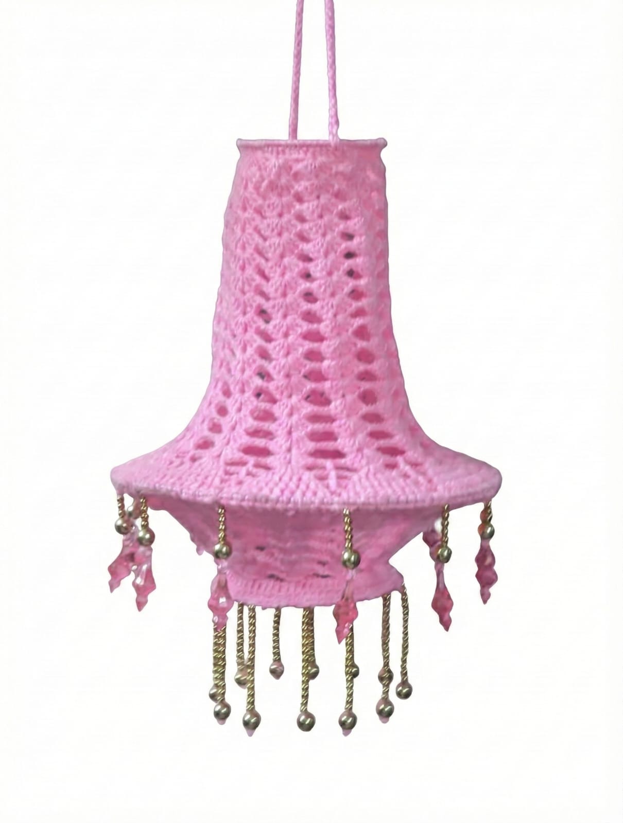 Pink Crochet Hanging Lantern